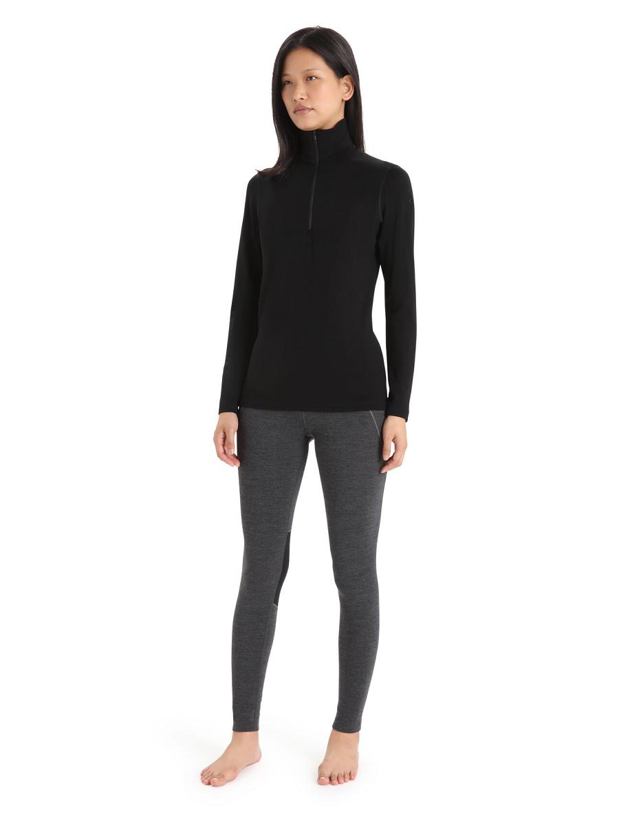 Black Women's Icebreaker Merino 260 Tech Long Sleeve Half Zip Thermal Top Base Layers | USA 1915FDNM